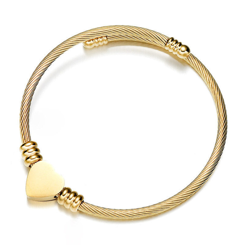Kids Gold Single Heart Charm Bracelet