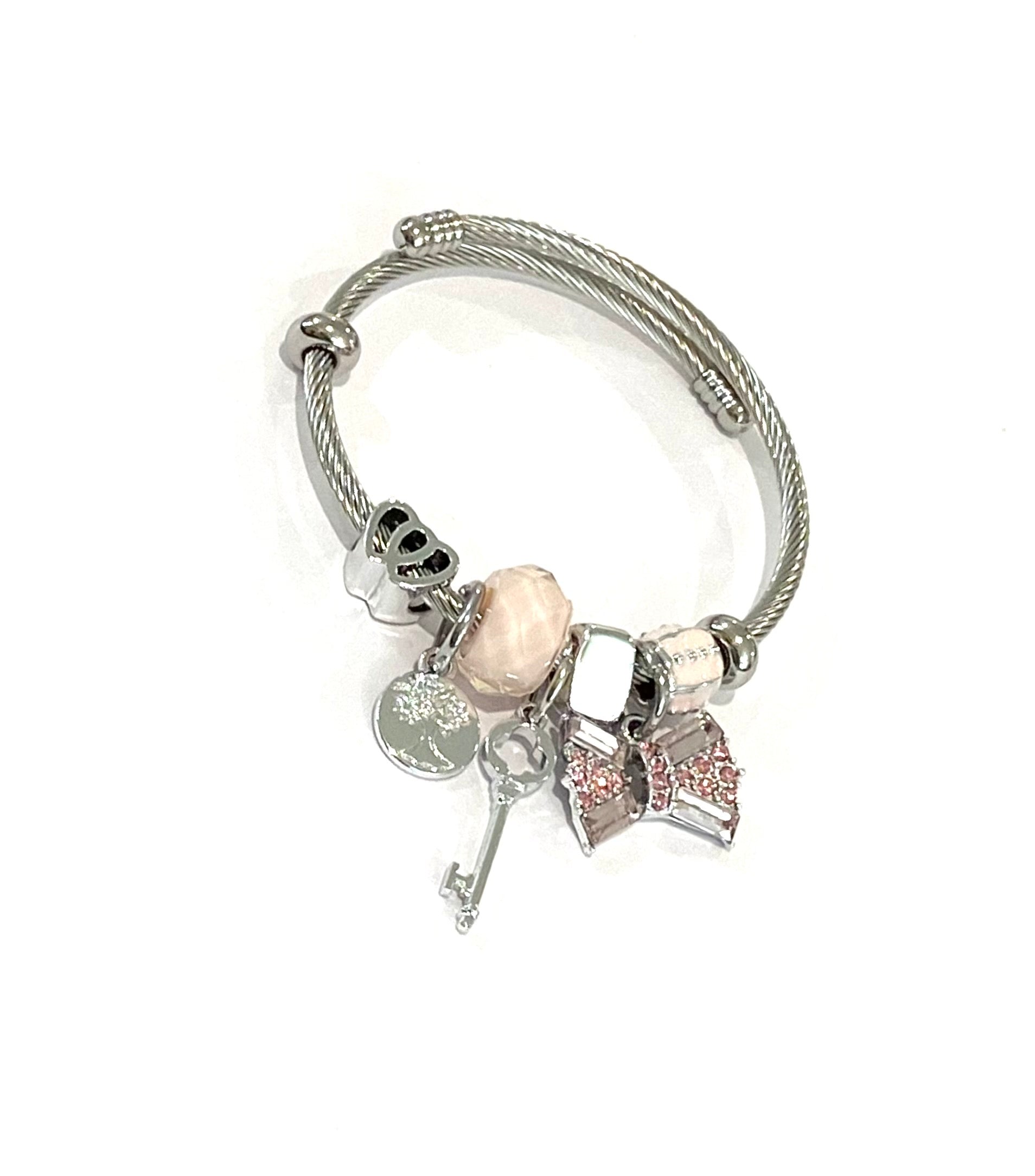 Kids Silver Pink Teddy Charm Bracelet – Kidz Gemz