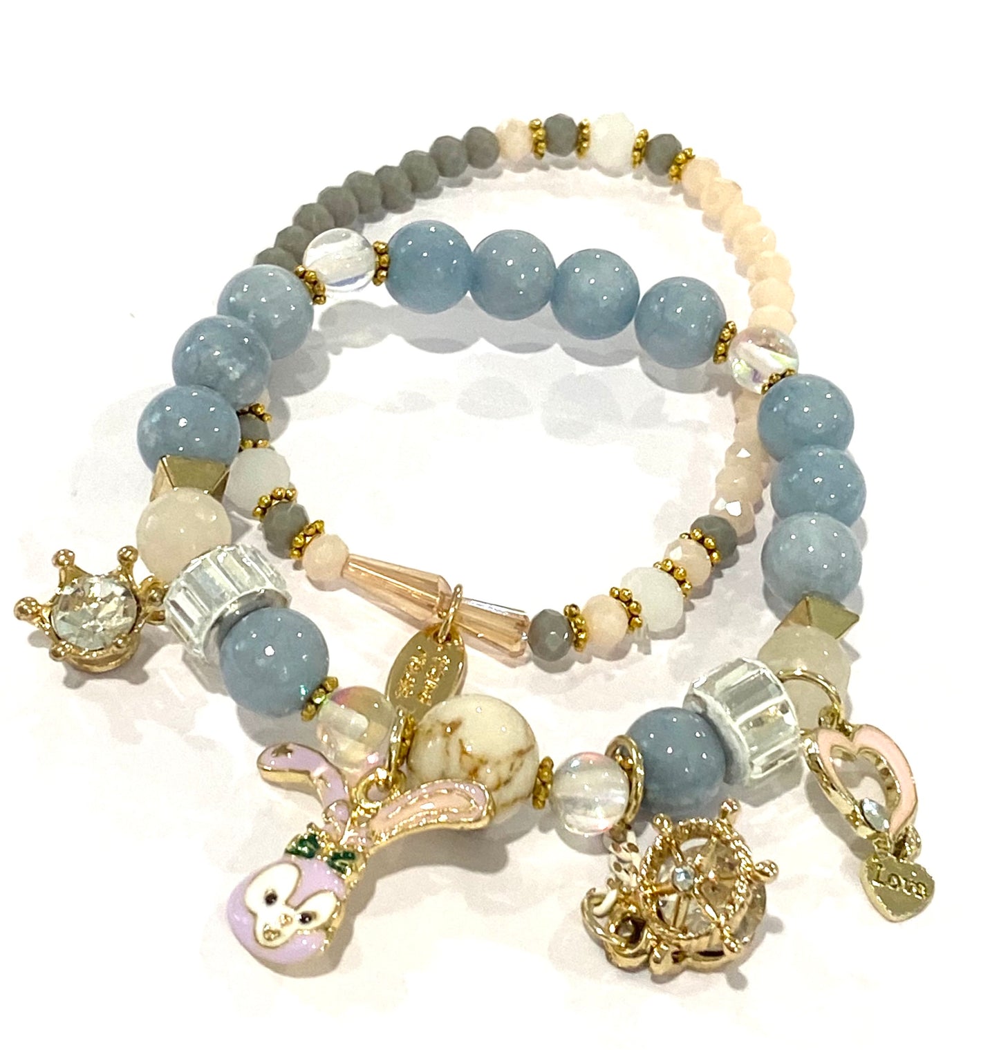 Kids Blue Beads Charm Bracelet