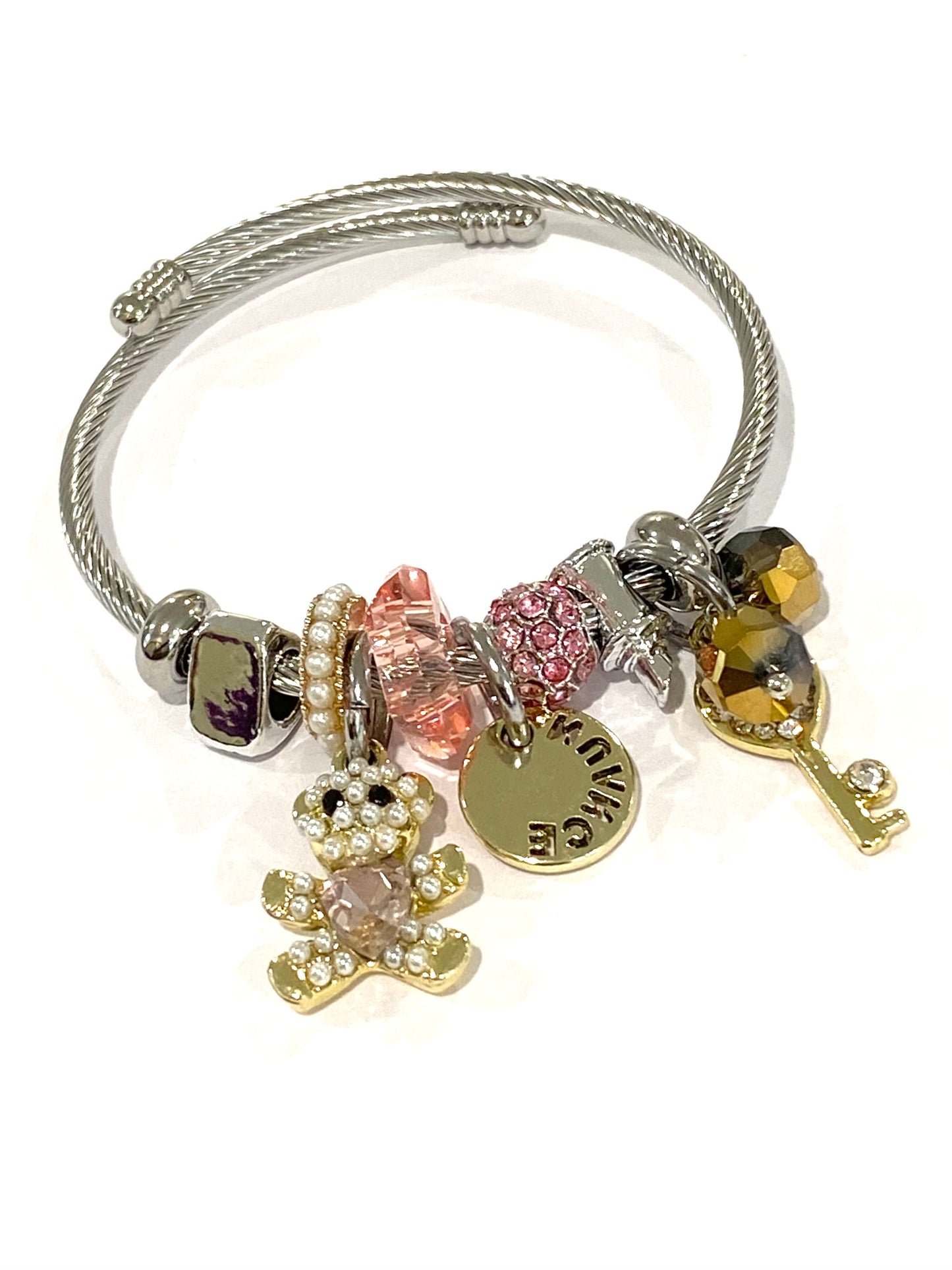 Kids Teddy Bear Dangle Charm Bracelet