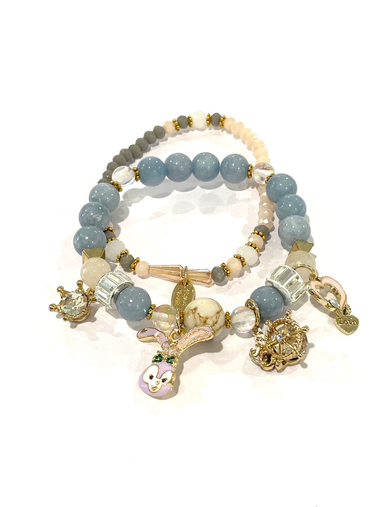 Kids Blue Beads Charm Bracelet